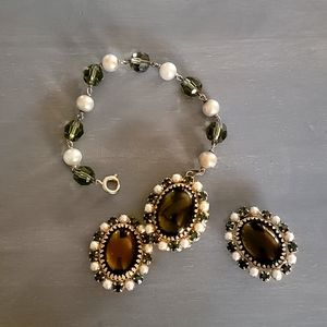 Vintage Hattie Carnegie Earrings and Drop Bracelet